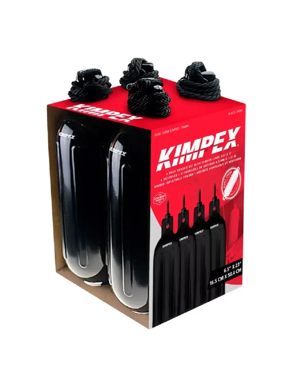 Комплект кранецев (4 шт) с шнурами Kimpex 584х165, черный