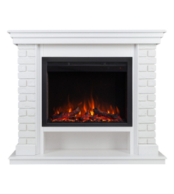 Электрокамин RealFlame Brixton 25,5 WT белый с очагом Saphir 25,5