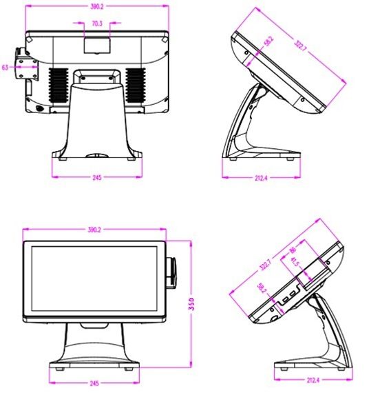 Сенсорный моноблок POScenter POS100.17 (17&quot;, PCAP, J1900, RAM 4Gb, SSD 128Gb, MSR) Win 10 IoT Entry