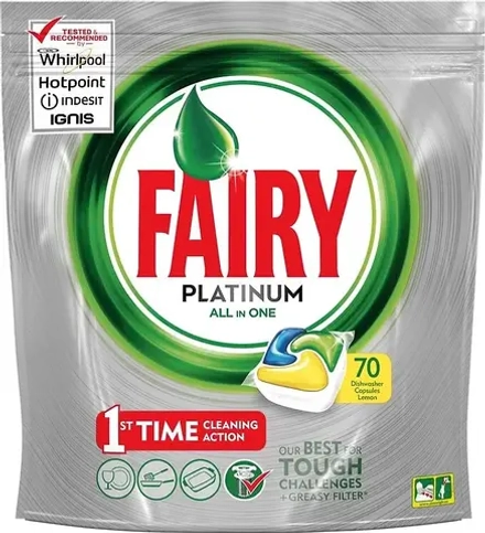 FAIRY Platinum All in 1 Капсулы для посудомоечных машин Лимон 70шт