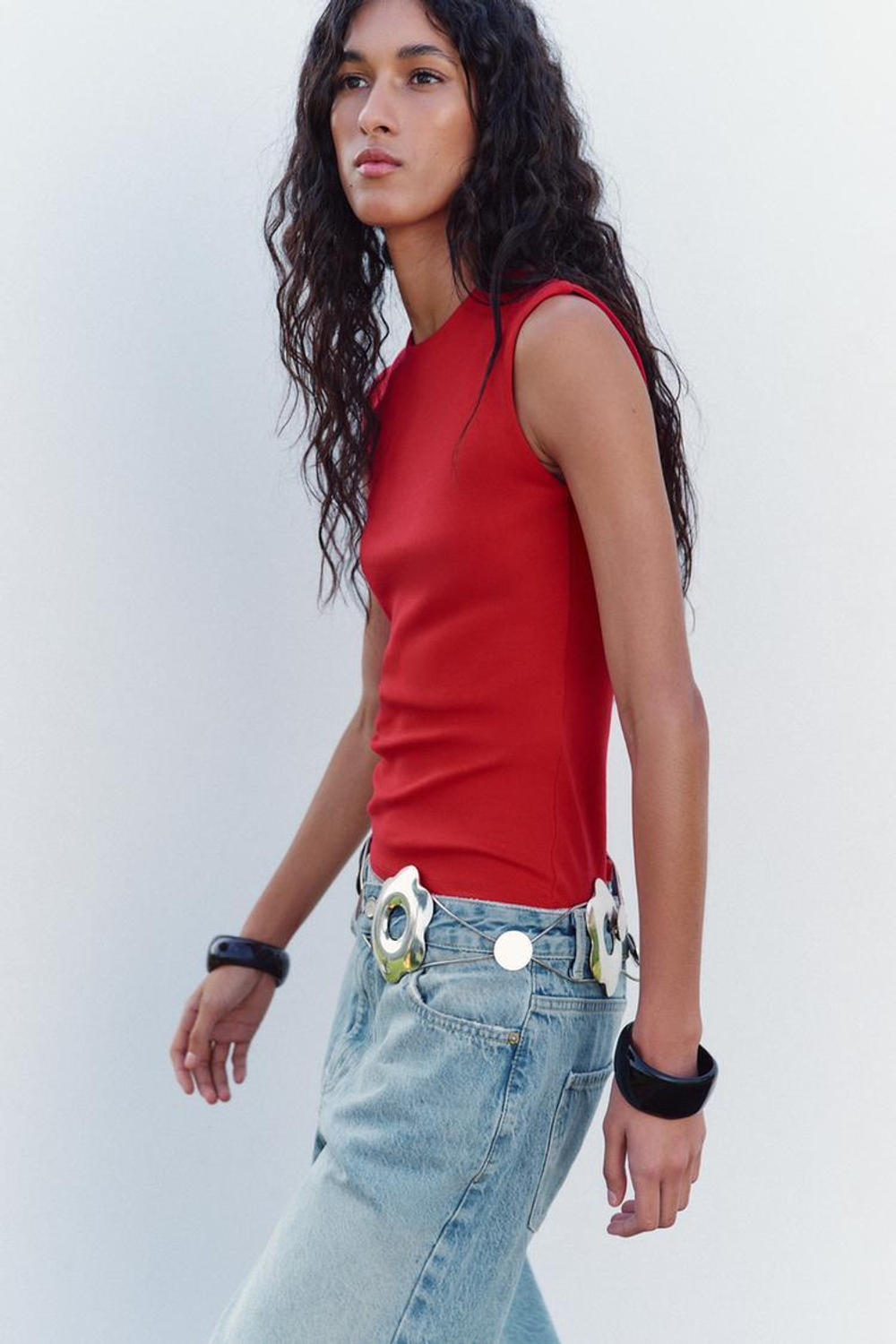 ZARA ТОП БЕЗ РУКАВОВ, КЛУБНИЧНЫЙ