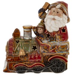 GAEM Набор из 2шт: Фигурка декор c подсветкой "Дед Мороз на поезде" (LR44x6), L26 W9 H15,5 см