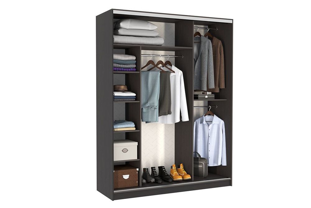 Шкаф-купе "Бассо-2 600" (дуб сонома/крем), ЛДСП 16 мм, Мебельсон