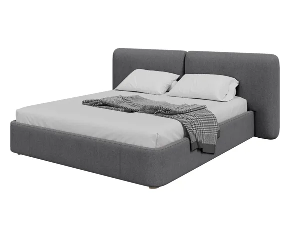 Кровать двуспальная Hub Soft 180 см (серый, твид)