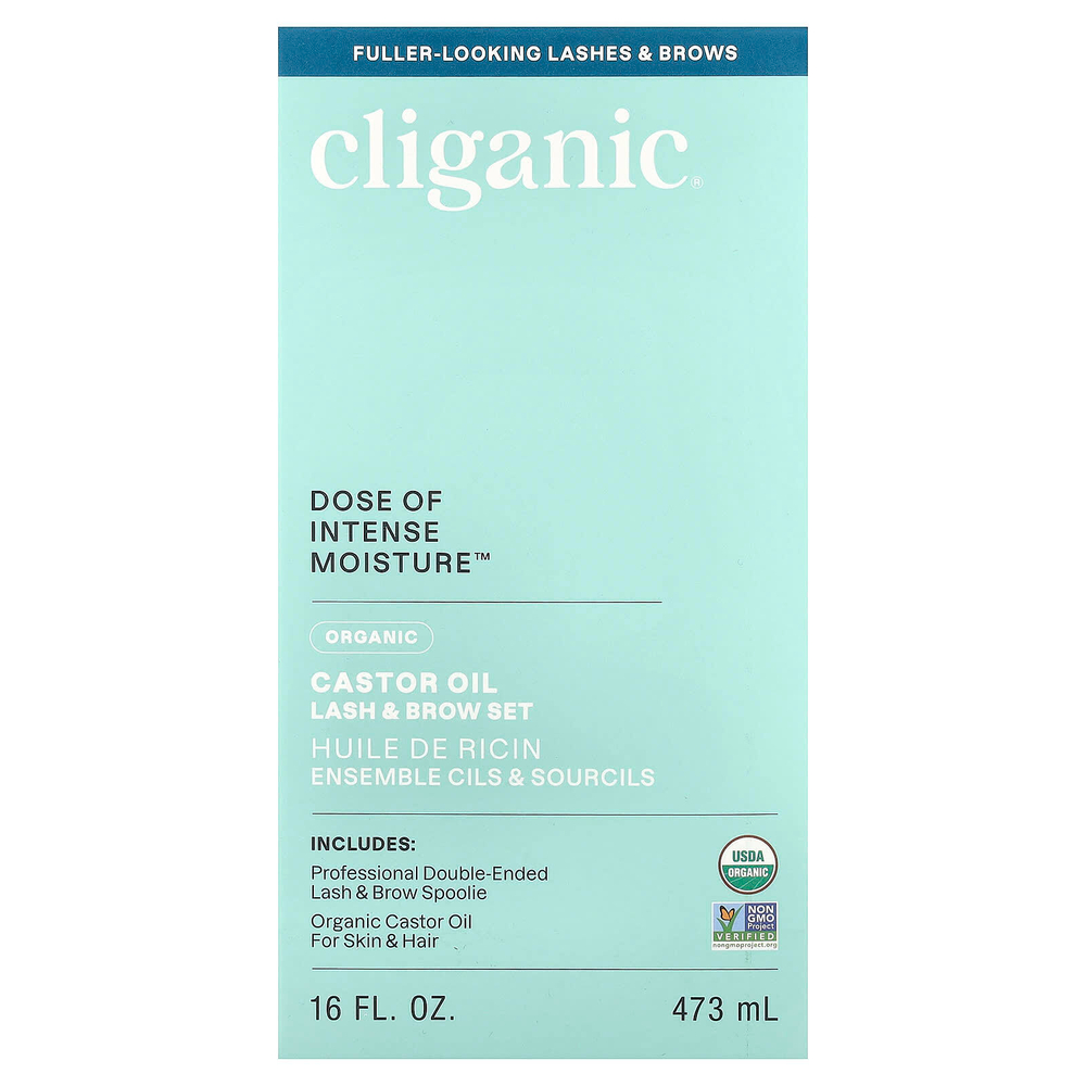Cliganic, набор из органического касторового масла для ресниц и бровей, 1 набор