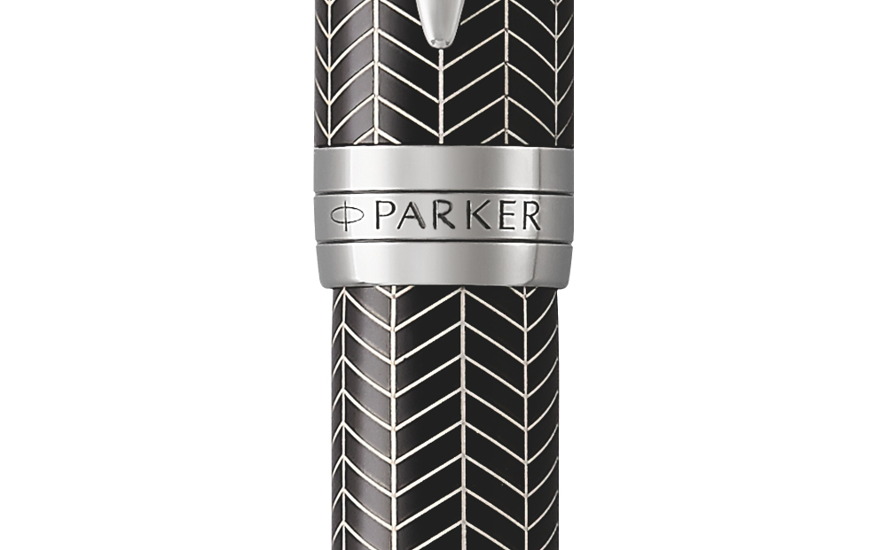 Шариковая ручка Parker Duofold Prestige Centennial, Black Chevron CT, MBlack