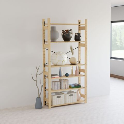 Стеллаж деревянный напольный с 6 полками Икеа ИВАР IVAR 179х89х30 см, стеллаж для хранения книг и игрушек, для цветов на балкон из массива сосны