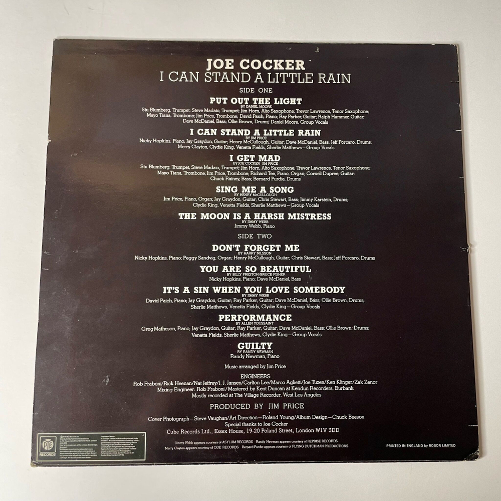 Винтажная виниловая пластинка LP Joe Cocker I Can Stand A Little Rain (Ирландия 1974)