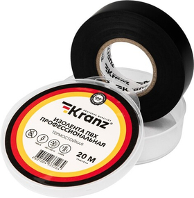 Kranz Изолента ПВХ KR-09-2816 профессиональная, термостойкая 0,18х19мм, 20м, черная