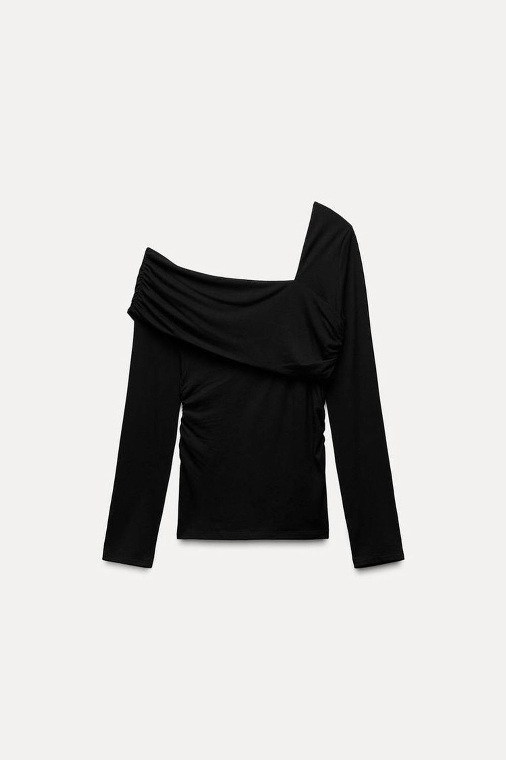 ZARA ТОП С АСИММЕТРИЧНОЙ ГОРЛОВИНОЙ, ЧЕРНЫЙ