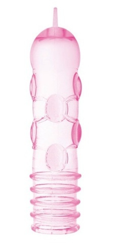 Розовая рельефная насадка на пенис или вибратор NUBS