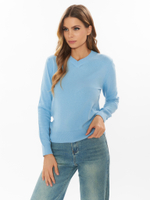 Женский джемпер голубой с V-образным вырезом
