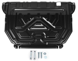 Защита картера и КПП AutoMax для Mitsubishi Outlander III поколение (V - 2.0; 2.4; 3.0) 2012-2018/Mitsubishi Outlander III поколение рестайлинг (V - 2.0; 2.4) 2018-н.в., сталь 1.4 мм, с крепежом, штампованная, AM.4036.2