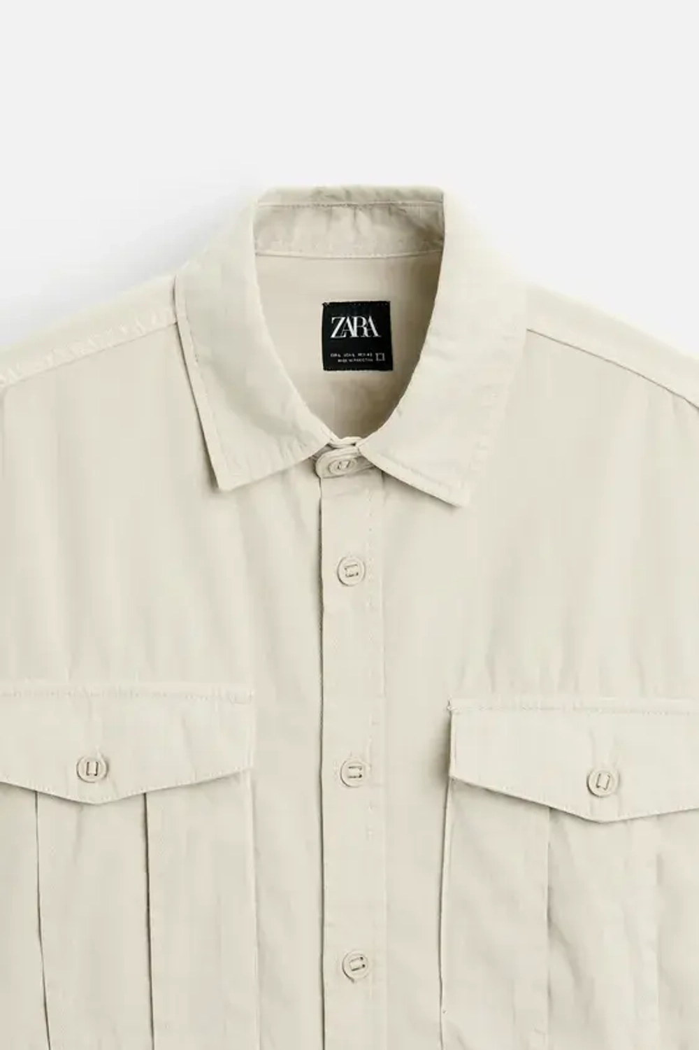 ZARA КУРТКА-РУБАШКА С КАРМАНАМИ, КАМЕННО-СЕРЫЙ