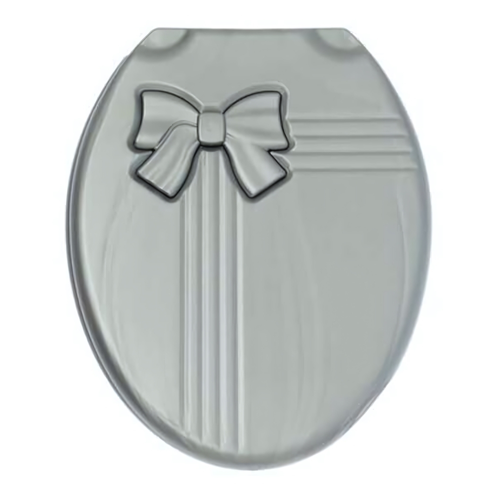 Крышка унитаза "КОМФОРТ ЛЮКС", серебристый перламутр / серебристый перламутр бант РП-811