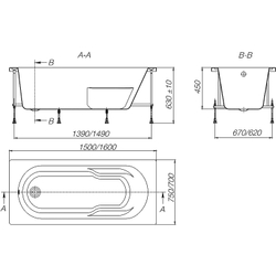 Ванна акриловая Roca Genova N 150x75 см ZRU9302894 схема