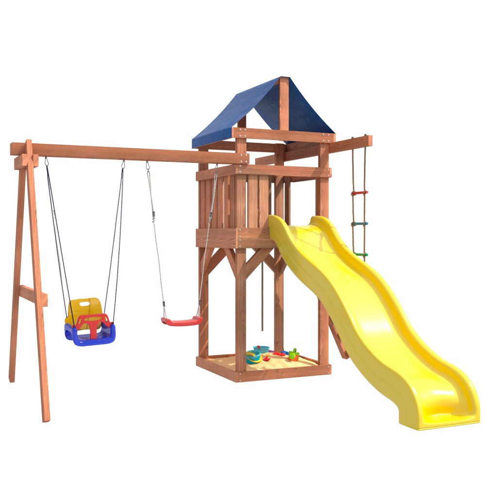 Детская площадка с качелями лодочка и 3 в 1 IgroWoods для улицы и дачи