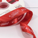 Лента Атласная 2,5см х 110м Полиэстер "Best Wishes" с печатью (Красный)
