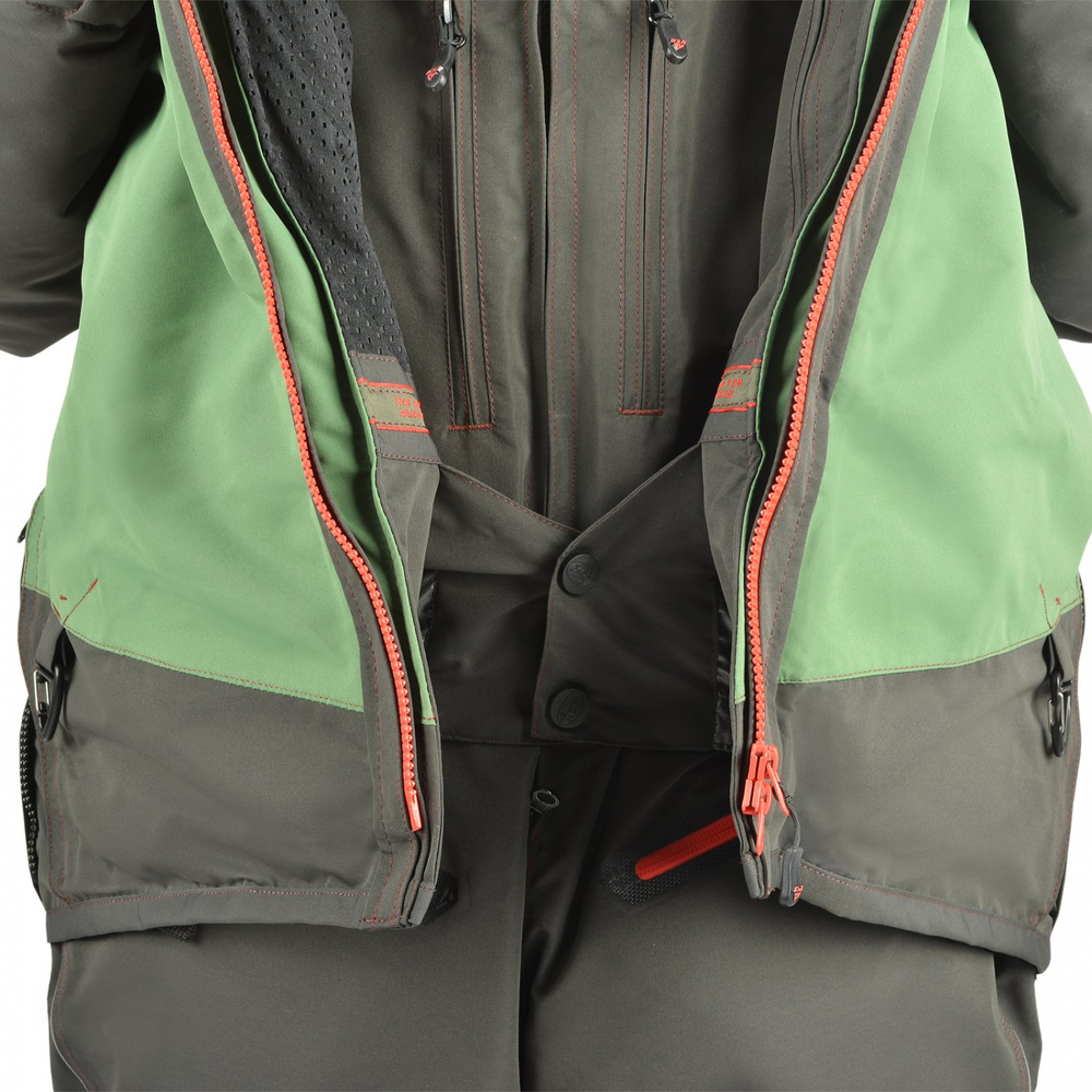 Зимний мужской костюм-поплавок ХСН Rescuer III NEW -45 (Hardguard) Зеленый (Красные молнии)