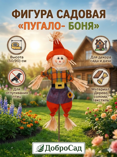 Фигура садовая «Пугало - Боня» 50 (90) см ДоброСад
