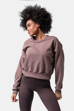 Свитшот женский Nebbia 420 Loose Fit Sweatshirt “Feeling Good” Brown