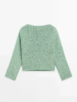 Massimo Dutti Свитер с вырезом-лодочкой, зеленый