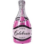 Шар (39"/99 см) Фигура, Бутылка Шампанское, Розовый