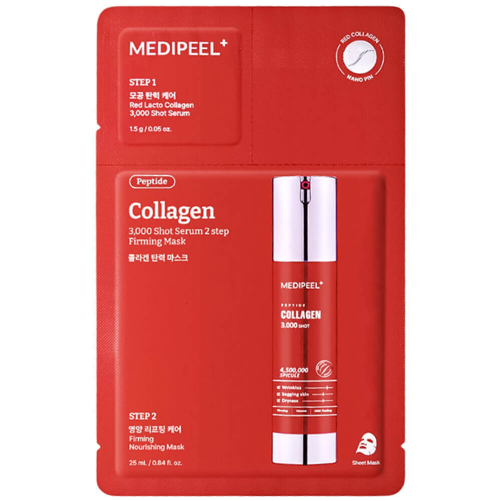 Маска-сыворотка с коллагеном и спикулами Medi-Peel Collagen 3000 Shot Serum 2 Step Firming Mask,25мл