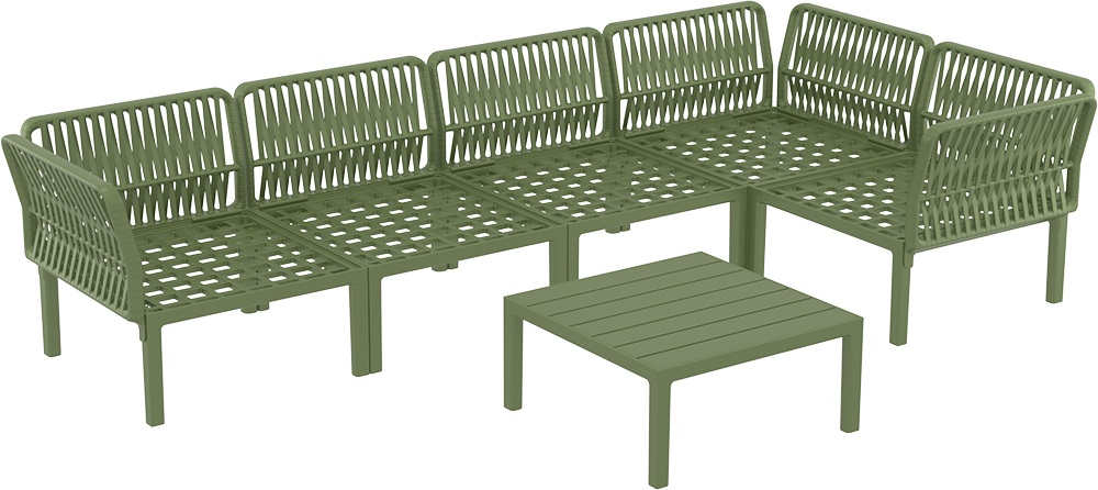 Комплект пластиковой мебели Siesta Contract Portofino Lounge Corner, оливковый, темно-серый