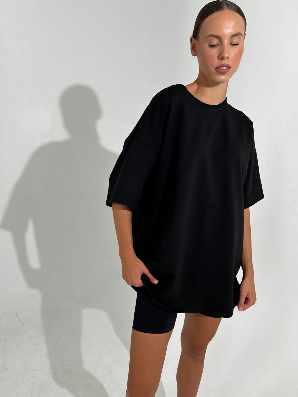 Футболка женская молочная оверсайз хлопок