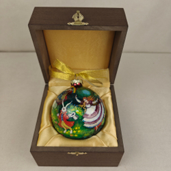 Шар новогодний с круговой росписью Палех "Алиса в стране чудес-4" в футляре