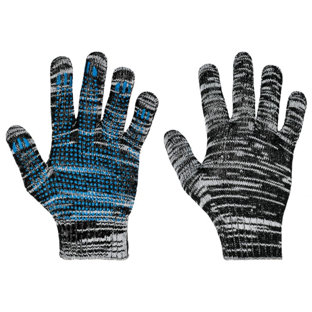 Перчатки х/б 6 нитей ПВХ Точка Графит (10шт/уп)(300шт/меш)