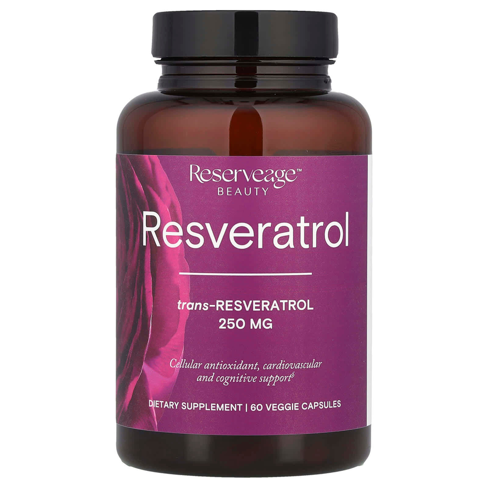 Reserveage Beauty, Ресвератрол, транс-ресвератрол, 60 растительных капсул