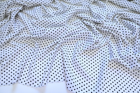 Вискоза белая в черный мелкий горох