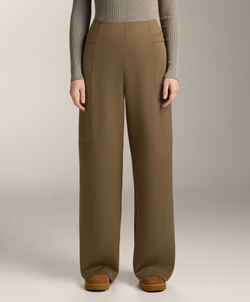 OYSHO Брюки прямого кроя с высокой посадкой и эффектом неопрена, оливково-зеленый