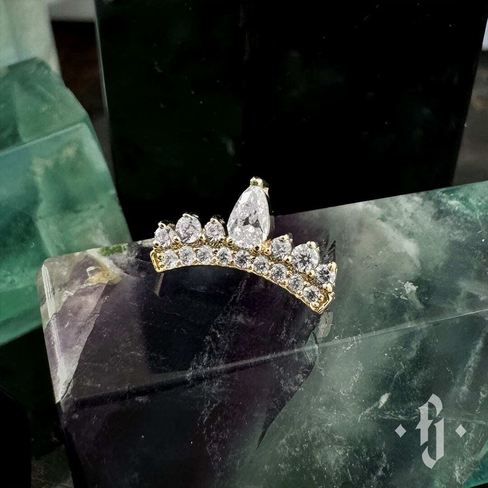 Кластер &quot;Princess&quot; - Желтое золото - White CZ
