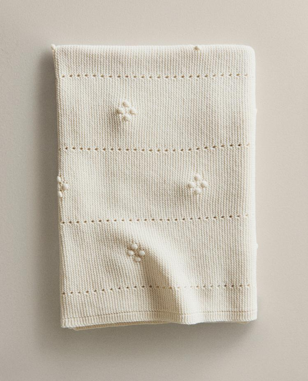 ZARA HOME ДЕТСКИЙ ВЯЗАНЫЙ ПЛЕД, ЭКРЮ