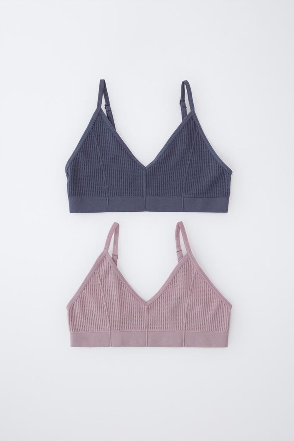 ZARA НАБОР ИЗ ДВУХ ТОПОВ В РУБЧИК, СИНИЙ