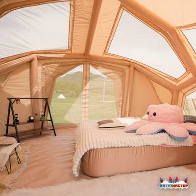 Пневмокаркасная палатка «Летний Уют» 3,8×3,8×2,5 м — семейная, кемпинговая из ПВХ