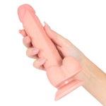 Фаллоимитатор с мошонкой на присоске реалистичный телесный 20 см