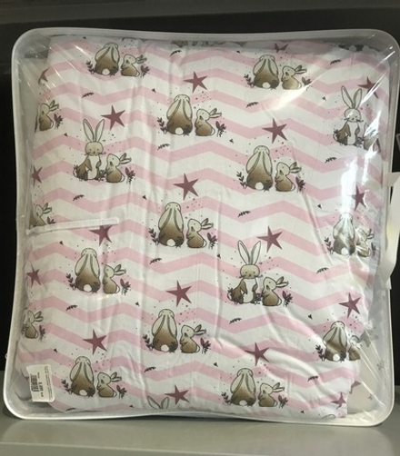 Комплект в кроватку 6-ти предметный 12 подушек "Зайки зигзак", розовый поплин