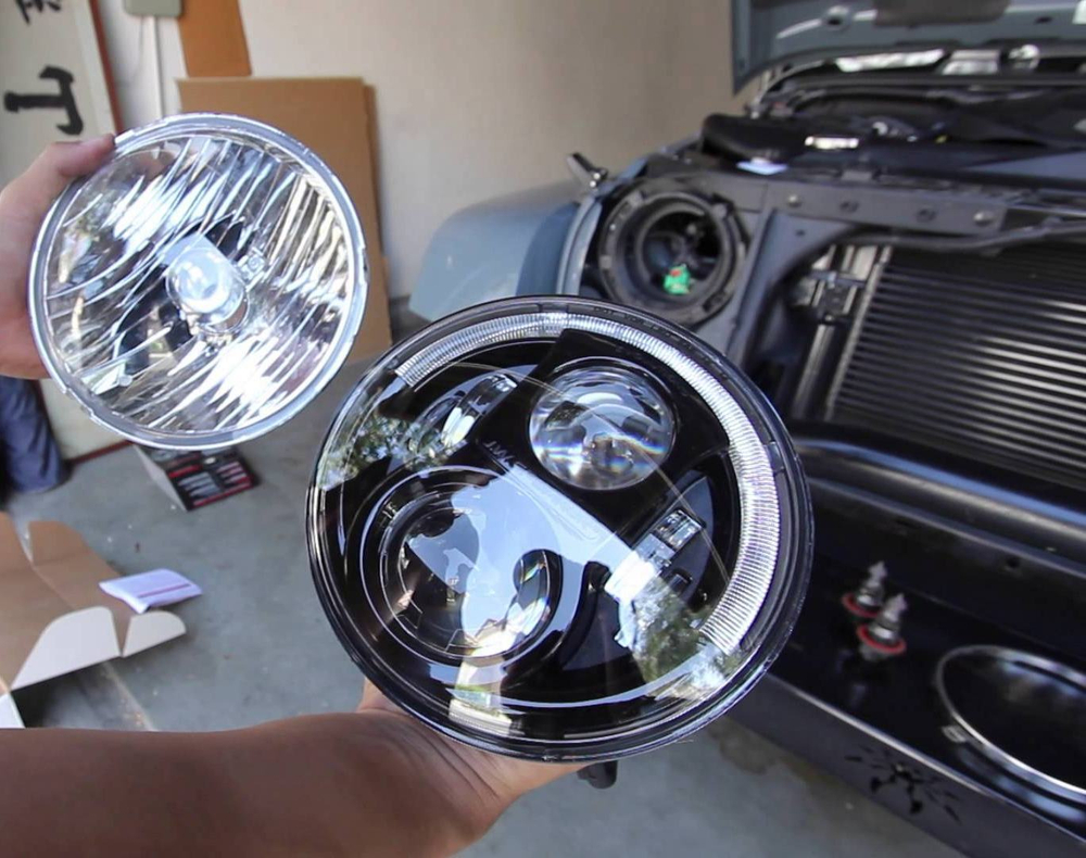 Установка светодиодных фар Jeep Wrangler