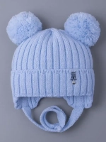 Шапка детская осенняя с завязками и помпонами