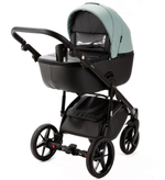 Детская коляска Adamex Nola Deluxe 3 в 1 N-SD103 (СЕРО-ЗЕЛ. КОЖА + ЧЕРН.КОЖА)