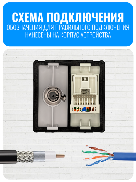 Розетка комбинированная ТВ + интернет RJ45 Smart Aura серия Classic без рамки