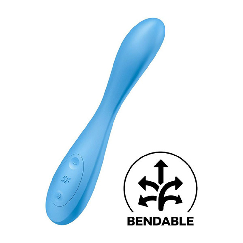 Голубой гибкий вибромассажер 19см Satisfyer G-Spot Flex 4+