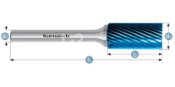 Борфреза твердосплавная Karnasch форма A, 3х14х3х38 мм, насечка HP-2, покрытие Blue-Tec, арт. 11.5000-030