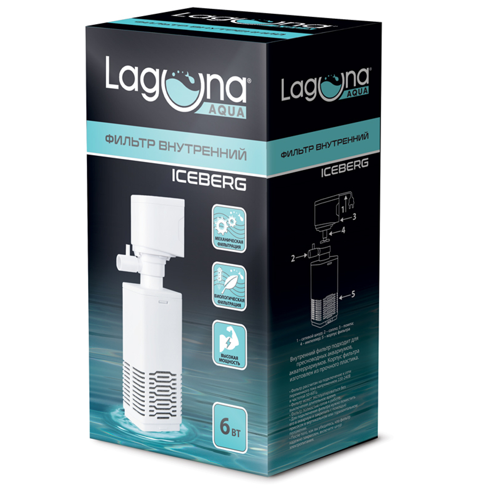 Laguna Фильтр JY500F внутренний, 6Вт, 500л/ч, до 180л, 80*50*180мм