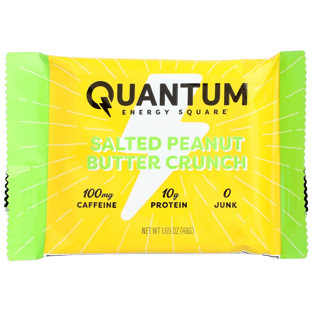 Quantum Energy Square, кранч с соленой арахисовой пастой, 8 батончиков по 48 г (1,69 унции)