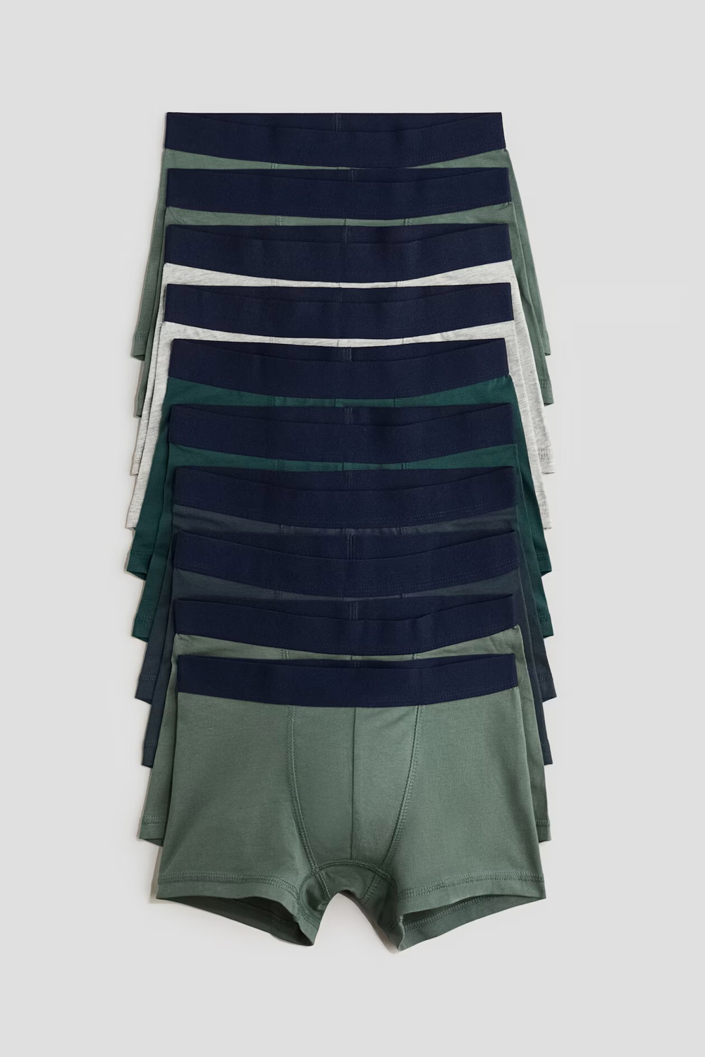 H&M Набор из десятии трусов-боксеров, зеленый/серый